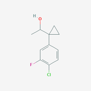 molecular formula C11H12ClFO B13568578 1-[1-(4-Chloro-3-fluorophenyl)cyclopropyl]ethan-1-ol 