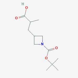 molecular formula C12H21NO4 B13568598 3-(1-(tert-Butoxycarbonyl)azetidin-3-yl)-2-methylpropanoic acid 