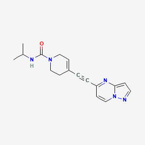 molecular formula C17H19N5O B13568642 N-(propan-2-yl)-4-(2-{pyrazolo[1,5-a]pyrimidin-5-yl}ethynyl)-1,2,3,6-tetrahydropyridine-1-carboxamide 