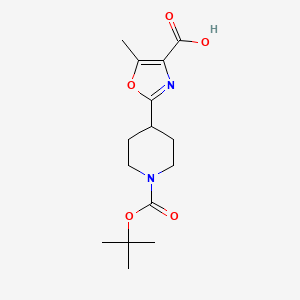 molecular formula C15H22N2O5 B13568709 2-{1-[(Tert-butoxy)carbonyl]piperidin-4-yl}-5-methyl-1,3-oxazole-4-carboxylicacid 