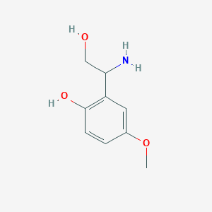 molecular formula C9H13NO3 B13568773 2-(1-Amino-2-hydroxyethyl)-4-methoxyphenol 