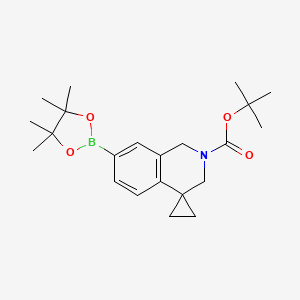 molecular formula C22H32BNO4 B13568870 tert-butyl7'-(tetramethyl-1,3,2-dioxaborolan-2-yl)-2',3'-dihydro-1'H-spiro[cyclopropane-1,4'-isoquinoline]-2'-carboxylate 