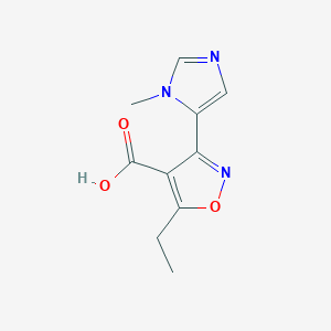 molecular formula C10H11N3O3 B13568883 5-Ethyl-3-(1-methyl-1h-imidazol-5-yl)isoxazole-4-carboxylic acid 