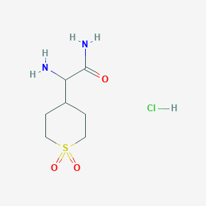 molecular formula C7H15ClN2O3S B13568888 2-Amino-2-(1,1-dioxo-1lambda6-thian-4-yl)acetamidehydrochloride 