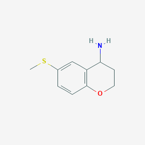 molecular formula C10H13NOS B13568915 6-(Methylthio)chroman-4-amine 