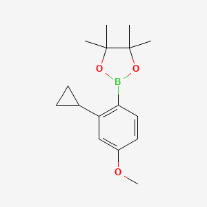 molecular formula C16H23BO3 B13568916 2-(2-Cyclopropyl-4-methoxyphenyl)-4,4,5,5-tetramethyl-1,3,2-dioxaborolane 