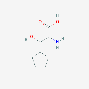 molecular formula C8H15NO3 B13568917 2-Amino-3-cyclopentyl-3-hydroxypropanoic acid 