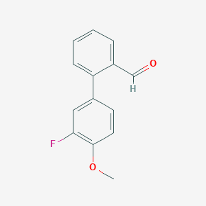 molecular formula C14H11FO2 B13568949 3'-Fluoro-4'-methoxy-[1,1'-biphenyl]-2-carbaldehyde 