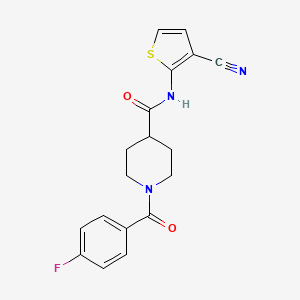 molecular formula C18H16FN3O2S B13569068 N-(3-cyanothiophen-2-yl)-1-(4-fluorobenzoyl)piperidine-4-carboxamide 