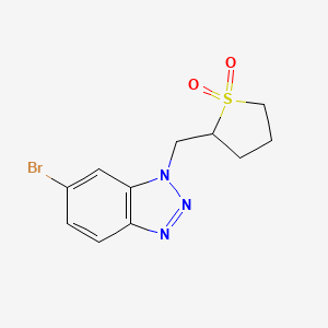 molecular formula C11H12BrN3O2S B13569111 2-((6-Bromo-1H-benzo[d][1,2,3]triazol-1-yl)methyl)tetrahydrothiophene 1,1-dioxide 