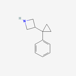 molecular formula C12H15N B13569116 3-(1-Phenylcyclopropyl)azetidine 