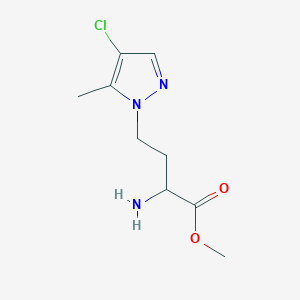 molecular formula C9H14ClN3O2 B13569162 Methyl 2-amino-4-(4-chloro-5-methyl-1h-pyrazol-1-yl)butanoate 