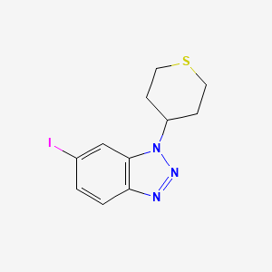 molecular formula C11H12IN3S B13569251 6-iodo-1-(thian-4-yl)-1H-1,2,3-benzotriazole 