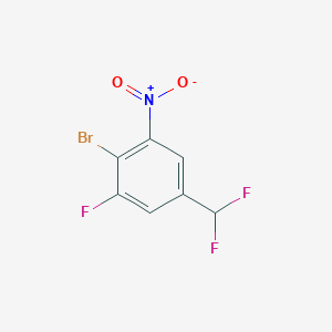 molecular formula C7H3BrF3NO2 B13569300 2-Bromo-5-(difluoromethyl)-1-fluoro-3-nitrobenzene 