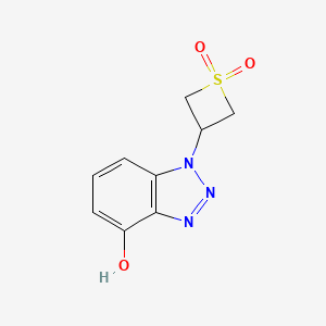 molecular formula C9H9N3O3S B13569317 3-(4-Hydroxy-1H-benzo[d][1,2,3]triazol-1-yl)thietane 1,1-dioxide 