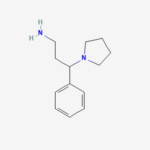 molecular formula C13H20N2 B13569339 3-Phenyl-3-(pyrrolidin-1-yl)propan-1-amine 