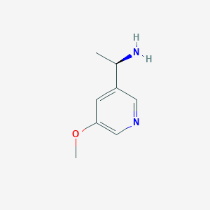 molecular formula C8H12N2O B13569342 (1r)-1-(5-Methoxypyridin-3-yl)ethan-1-amine 