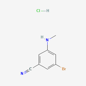 molecular formula C8H8BrClN2 B13569376 3-Bromo-5-(methylamino)benzonitrile hydrochloride 