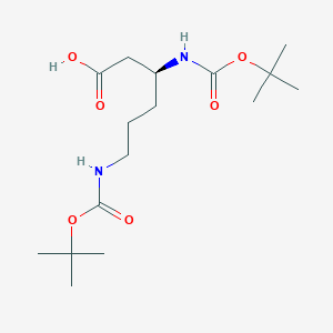 molecular formula C16H30N2O6 B13569458 (3S)-3,6-bis({[(tert-butoxy)carbonyl]amino})hexanoicacid 