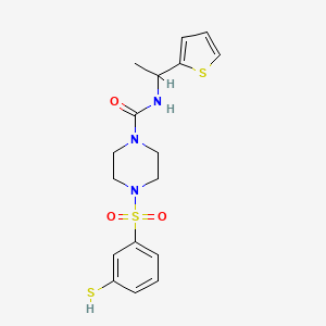 4-(3-sulfanylbenzenesulfonyl)-N-[1-(thiophen-2-yl)ethyl]piperazine-1-carboxamide