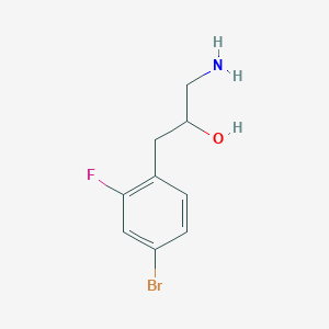 molecular formula C9H11BrFNO B13569588 1-Amino-3-(4-bromo-2-fluorophenyl)propan-2-ol 