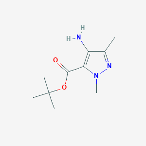 molecular formula C10H17N3O2 B13569619 Tert-butyl 4-amino-1,3-dimethyl-1h-pyrazole-5-carboxylate 