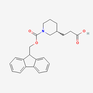 molecular formula C23H25NO4 B13569666 3-[(3R)-1-{[(9H-fluoren-9-yl)methoxy]carbonyl}piperidin-3-yl]propanoicacid 