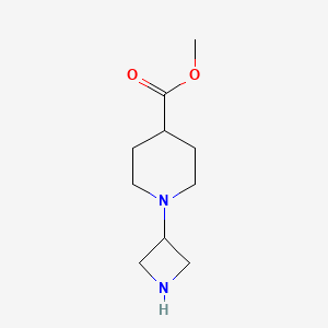 molecular formula C10H18N2O2 B13569740 Methyl 1-(azetidin-3-yl)piperidine-4-carboxylate 