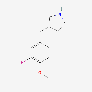 molecular formula C12H16FNO B13569897 3-(3-Fluoro-4-methoxybenzyl)pyrrolidine 