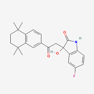 molecular formula C24H26FNO3 B13569903 5-fluoro-3-hydroxy-3-[2-oxo-2-(5,5,8,8-tetramethyl-5,6,7,8-tetrahydronaphthalen-2-yl)ethyl]-2,3-dihydro-1H-indol-2-one 