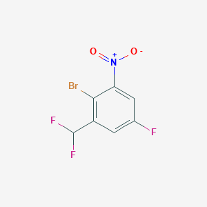 molecular formula C7H3BrF3NO2 B13570001 2-Bromo-1-(difluoromethyl)-5-fluoro-3-nitrobenzene 