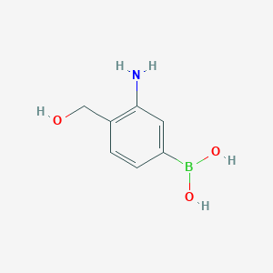 molecular formula C7H10BNO3 B13570021 [3-Amino-4-(hydroxymethyl)phenyl]boronic acid 