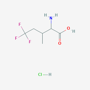 molecular formula C6H11ClF3NO2 B13570115 2-Amino-5,5,5-trifluoro-3-methylpentanoicacidhydrochloride 