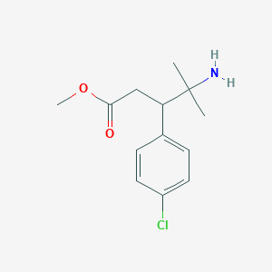 molecular formula C13H18ClNO2 B13570525 Methyl 4-amino-3-(4-chlorophenyl)-4-methylpentanoate 