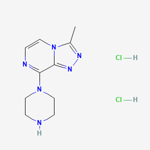 molecular formula C10H16Cl2N6 B13570565 1-{3-Methyl-[1,2,4]triazolo[4,3-a]pyrazin-8-yl}piperazinedihydrochloride 