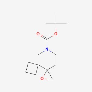 molecular formula C14H23NO3 B13570747 tert-Butyl 1-oxa-9-azadispiro[2.0.34.43]undecane-9-carboxylate 