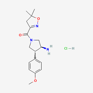 molecular formula C17H24ClN3O3 B13570828 rac-(3R,4S)-1-(5,5-dimethyl-4,5-dihydro-1,2-oxazole-3-carbonyl)-4-(4-methoxyphenyl)pyrrolidin-3-amine hydrochloride, trans 