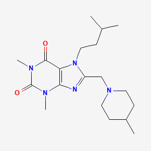 molecular formula C19H31N5O2 B13570925 1,3-dimethyl-7-(3-methylbutyl)-8-[(4-methylpiperidin-1-yl)methyl]-3,7-dihydro-1H-purine-2,6-dione 