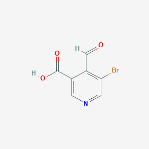 molecular formula C7H4BrNO3 B13570992 5-Bromo-4-formylpyridine-3-carboxylic acid 