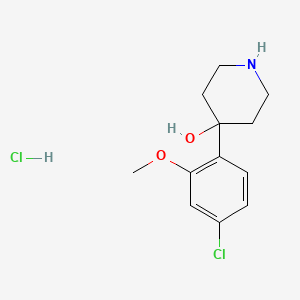 molecular formula C12H17Cl2NO2 B13571035 4-(4-Chloro-2-methoxyphenyl)piperidin-4-olhydrochloride 