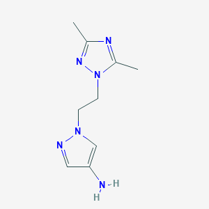 molecular formula C9H14N6 B13571073 1-(2-(3,5-Dimethyl-1h-1,2,4-triazol-1-yl)ethyl)-1h-pyrazol-4-amine 