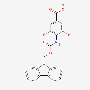 molecular formula C22H15F2NO4 B13571095 4-((((9H-Fluoren-9-yl)methoxy)carbonyl)amino)-3,5-difluorobenzoic acid 