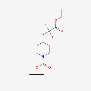 molecular formula C15H25F2NO4 B13571100 Ethyl 3-(1-(t-butoxycarbonyl)-piperidin-4-yl)-2.2-difluoropropionate 