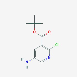 molecular formula C10H13ClN2O2 B13571278 tert-Butyl 5-amino-2-chloronicotinate 