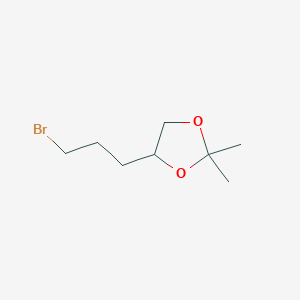 molecular formula C8H15BrO2 B13571329 4-(3-Bromopropyl)-2,2-dimethyl-1,3-dioxolane 