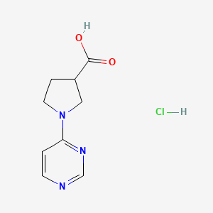 molecular formula C9H12ClN3O2 B13571342 1-(Pyrimidin-4-yl)pyrrolidine-3-carboxylicacidhydrochloride 