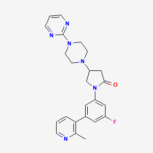 1-(3-Fluoro-5-(2-methylpyridin-3-yl)phenyl)-4-(4-(pyrimidin-2-yl)piperazin-1-yl)pyrrolidin-2-one