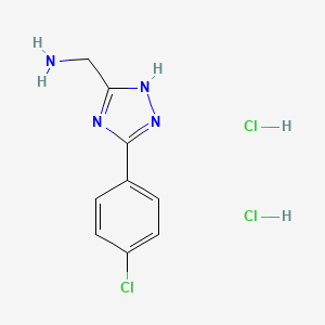 molecular formula C9H11Cl3N4 B13571438 1-[5-(4-chlorophenyl)-4H-1,2,4-triazol-3-yl]methanaminedihydrochloride 