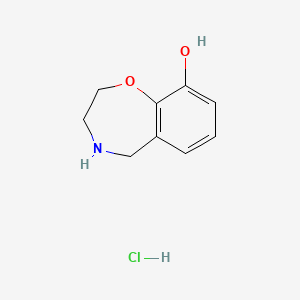 molecular formula C9H12ClNO2 B13571489 2,3,4,5-Tetrahydro-1,4-benzoxazepin-9-olhydrochloride 