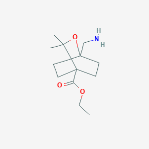 molecular formula C13H23NO3 B13571614 Ethyl 1-(aminomethyl)-3,3-dimethyl-2-oxabicyclo[2.2.2]octane-4-carboxylate 